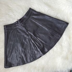Divided Faux Leather Skirt